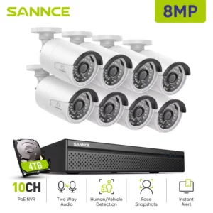 SANNCE 8CH 8MP Wired NVR POE Security Camera System 5MP IP66 Outdoor IR-CUT CCTV Canera Video Surveillance Video Recorder Kit 1