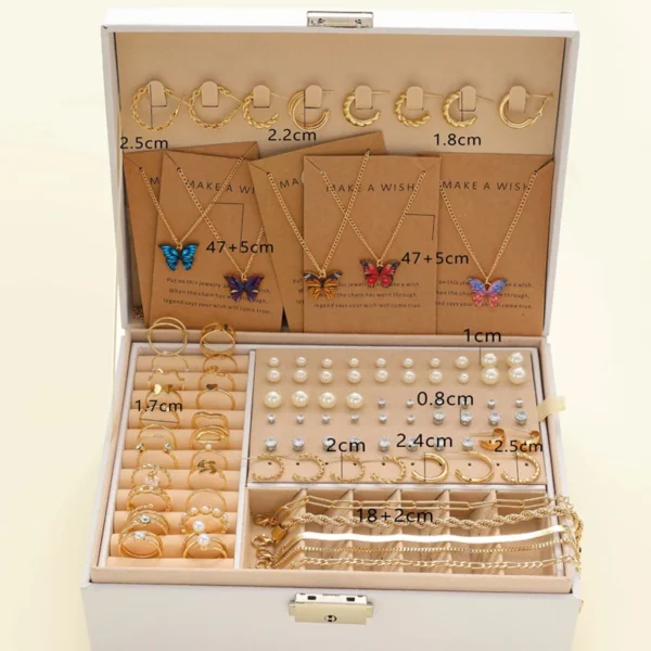 104 Pcs/Set Fashion Necklace Earrings Ring Bracelet Earrings Five in One Jewelry Set For Women Daily Vacation Wearing 2024 New 6