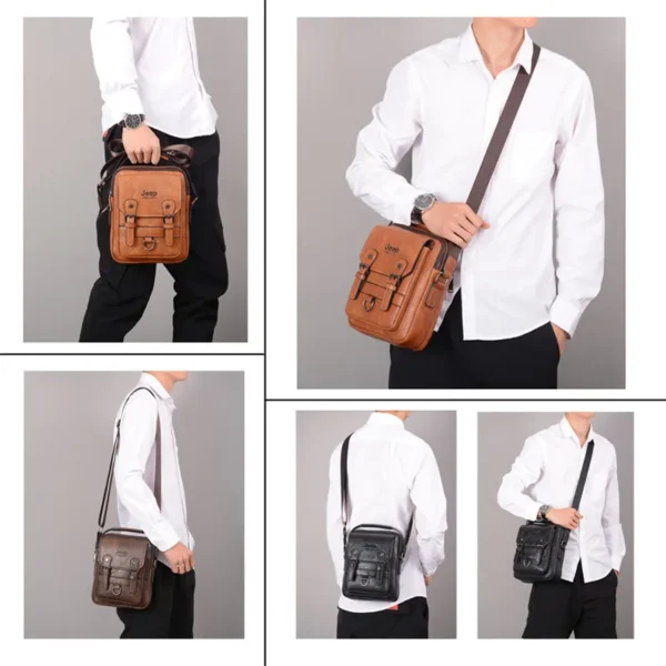 JEEP BULUO Multi-function Business Handbags Men New Man's Shoulder Bag Large Capacity Leather Messenger Bag Crossbody Big Brand 3