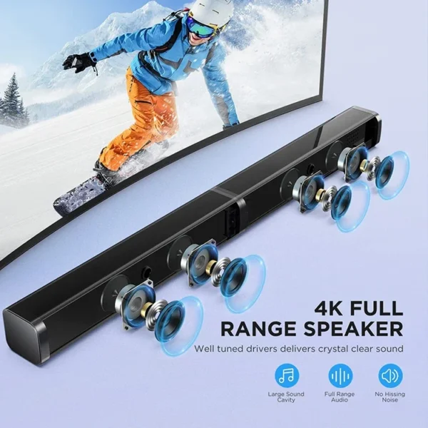 80W TV SoundBar 2.1 Bluetooth Speaker 5.0 Home Theater System 3D Surround Sound Bar Remote Control With Subwoofer For TV 2