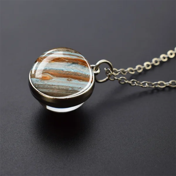 Solar System Universe Space Moon Sun Earth Planet Necklaces Two-sided Glass Ball Pendant Nebula Necklace Women Men Jewelry Gift 2