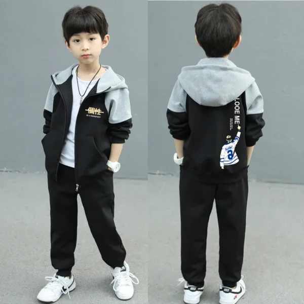 2024 New Spring Autumn Child Boy Clothing Set Letter Hoodies Coats + Pants 2Pcs Tracksuit Suit For Kids Children Present 5