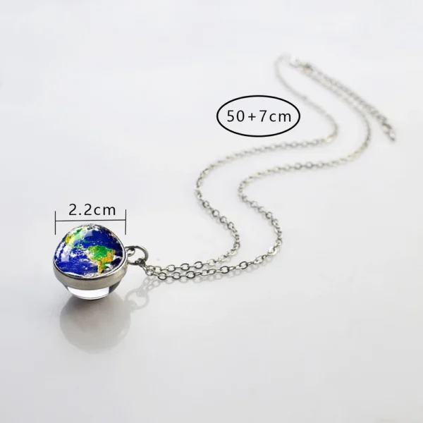 Solar System Universe Space Moon Sun Earth Planet Necklaces Two-sided Glass Ball Pendant Nebula Necklace Women Men Jewelry Gift 5