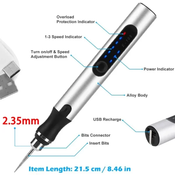 USB Cordless Rotary Tool Kit Woodworking Engraving Pen DIY For Jewelry Metal Glass Mini Wireless Drill 3