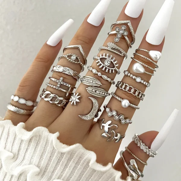 23 pieces women's ring rings luxury quality jewelry accessories new in  stainless costume jewelery 2