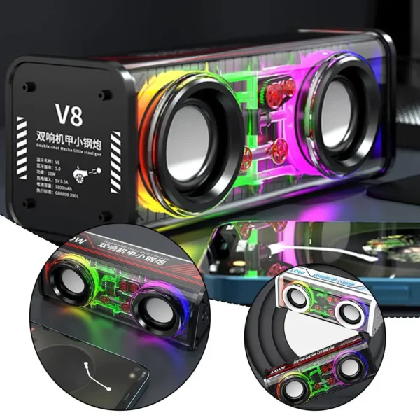 1pcs Wireless Bluetooth Speaker Dual Channel Colorful Light Supporting Serial High-quality Mecha Wind Sound System ﻿ 4