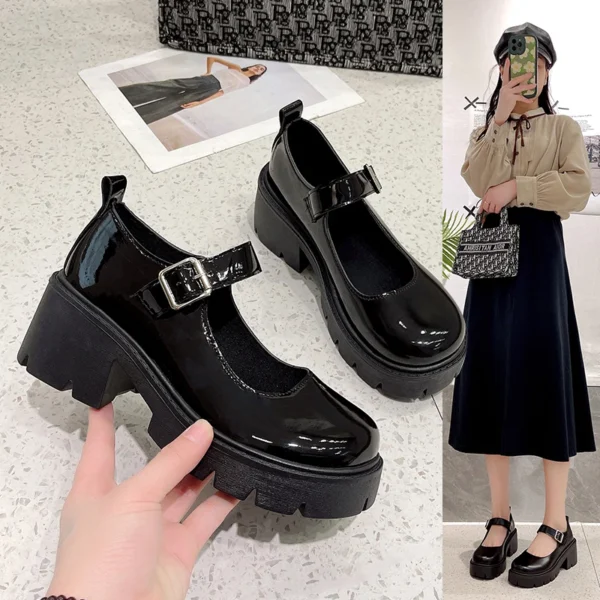 Shoes Platform Shoes Heels  Women Japanese Style Vintage Pumps for Women College Student Women's Shoes 1