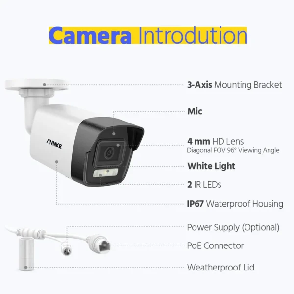 ANNKE 8CH 8MP Ultra HD PoE Network Video Security System 4K H.265 Surveillance NVR 4x8MP HD IP67 POE CCTV Bullet Cameras 6