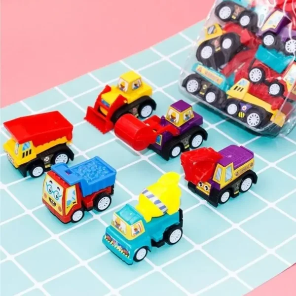 6Pcs Mini Inertial Pull Back Engineering Car Set Child Kids Cartoon Toys Birthday Gift 2