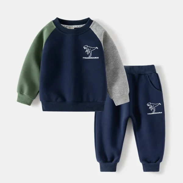 New Spring Autumn Children Clothes Set Color Patchwork Kids Boys Two-Piece Sets Children Boy Casual Tracksuit Outfits Tops Pants 1