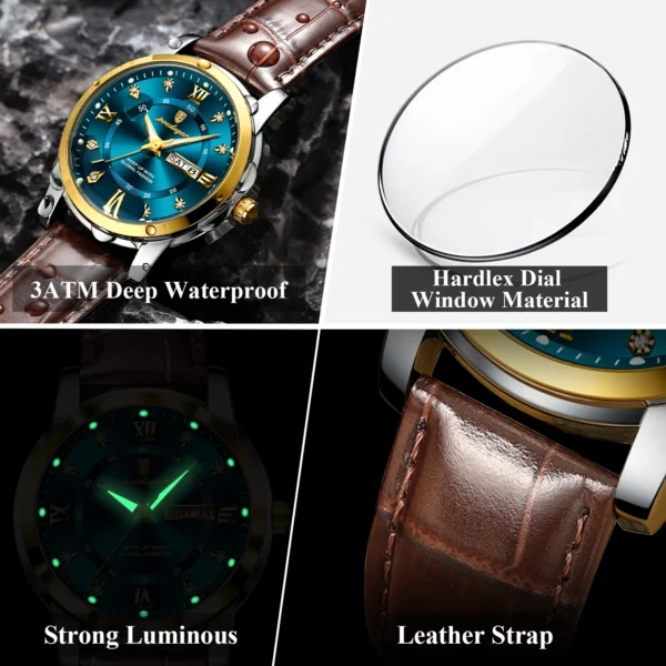 POEDAGAR Luxury Man Wristwatch Waterproof Luminous Date Week Leather Watch For Men Sports Quartz Men's Watches Male Clock Reloj 4