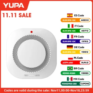 YUPA Independent Smoke Detector Sensor Fire Alarm System For Home Office Security Smoke Alarm Fire Protection Battery Powered 1