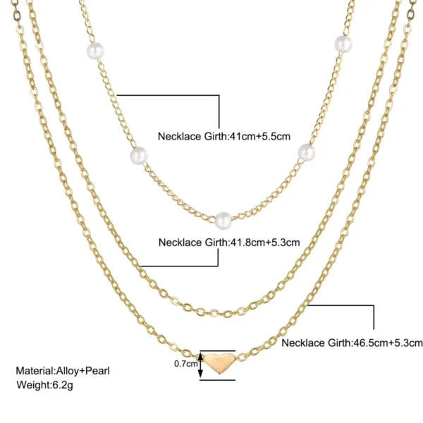 LATS Multilayer Pearl Cross Love Heart Pendant Necklaces for Women Gold Color Fashion Collarbone Neck Chain 2024 Trend Jewelry 5