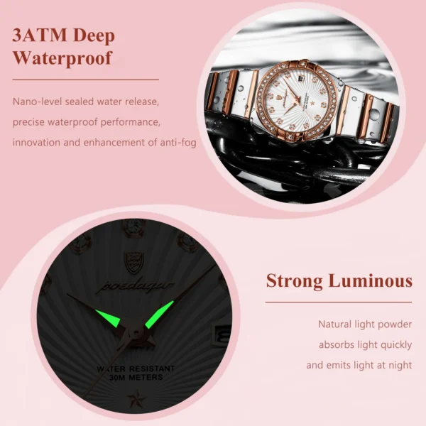 POEDAGAR Luxury Woman Wristwatch Waterproof Luminous Date Stainless Steel Watch For Ladies High Quality Quartz Women Watches+box 3