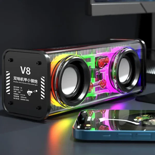 1pcs Wireless Bluetooth Speaker Dual Channel Colorful Light Supporting Serial High-quality Mecha Wind Sound System ﻿ 1