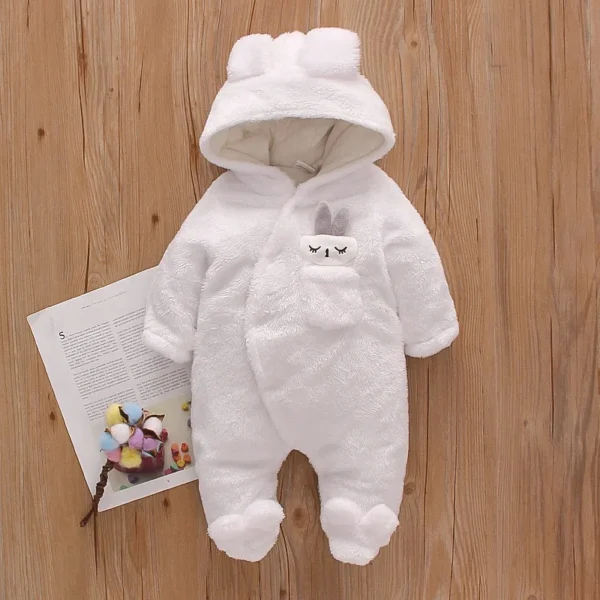 Autumn and Winter New Baby Plush Climbing Clothes Baby Warm and Thick Cartoon Dog Rabbit Cute Cotton Clothes for 0-2 Years 2