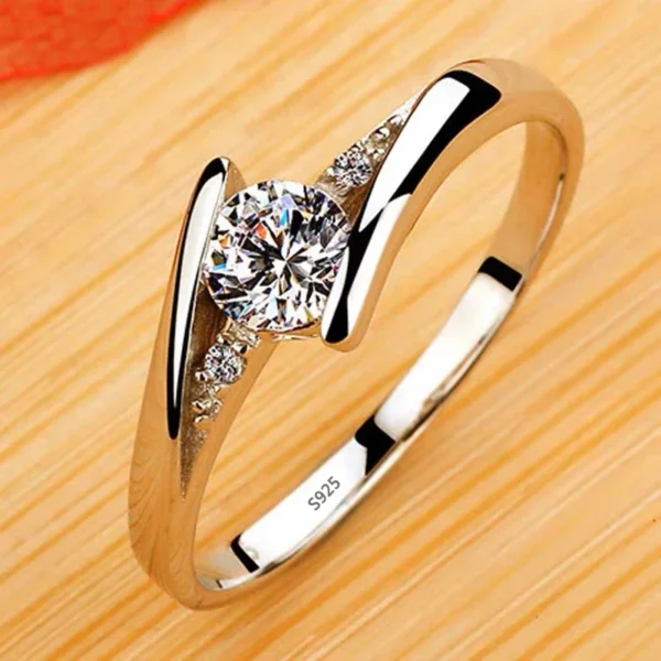 YINHED Not Fade 18K White Gold Color Wedding Rings for Women 2ct Cubic Zirconia Engagement Bridal Jewelry Gift for Firlfriend 3