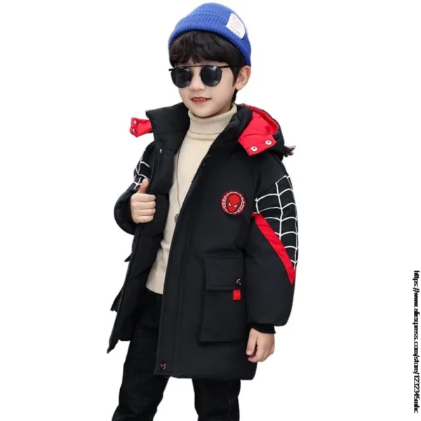 Disney SpiderMan Boys Jacket Winter Hooded Coats New Warm Clothes Children Jacket padded ClothesBoy Autumn Thicken Jackets 4