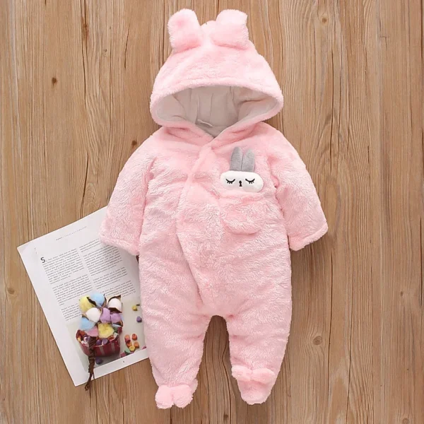 Autumn and Winter New Baby Plush Climbing Clothes Baby Warm and Thick Cartoon Dog Rabbit Cute Cotton Clothes for 0-2 Years 3