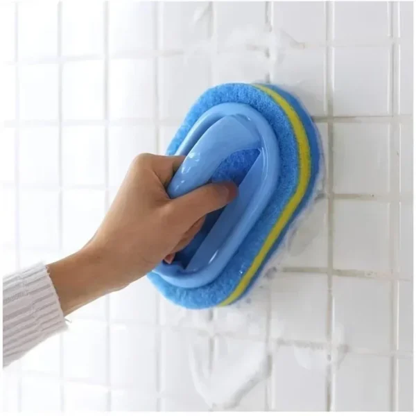 Sponge Cleaning Brush With Handle Bathtub Tile Scrub Brush Kitchen Bathroom Cleaning Sponge Brush Household Cleaning Supplies 3