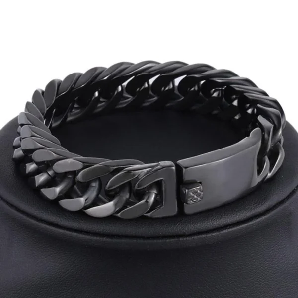 Fashion Black Cuban Chain Bracelet Stainless Steel Bracelet Hip Hop Bracelets for Men Jewelry Party Anniversary Gift Wholesale 4