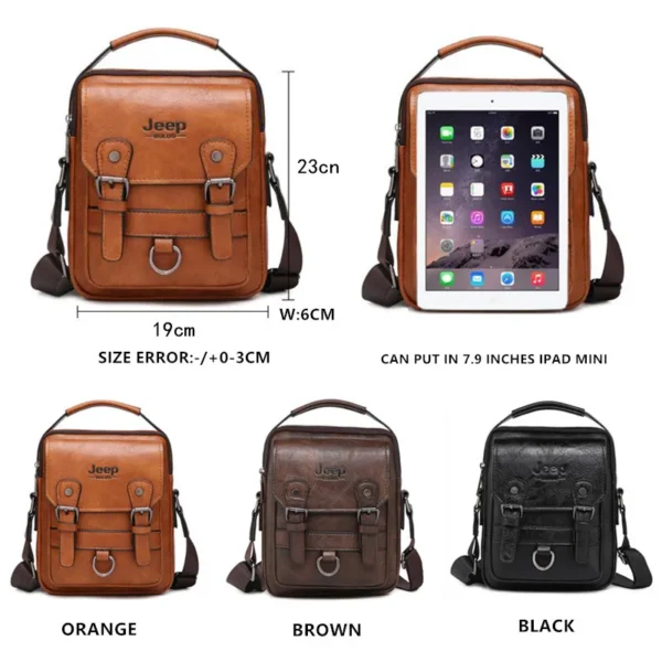 JEEP BULUO Multi-function Business Handbags Men New Man's Shoulder Bag Large Capacity Leather Messenger Bag Crossbody Big Brand 2