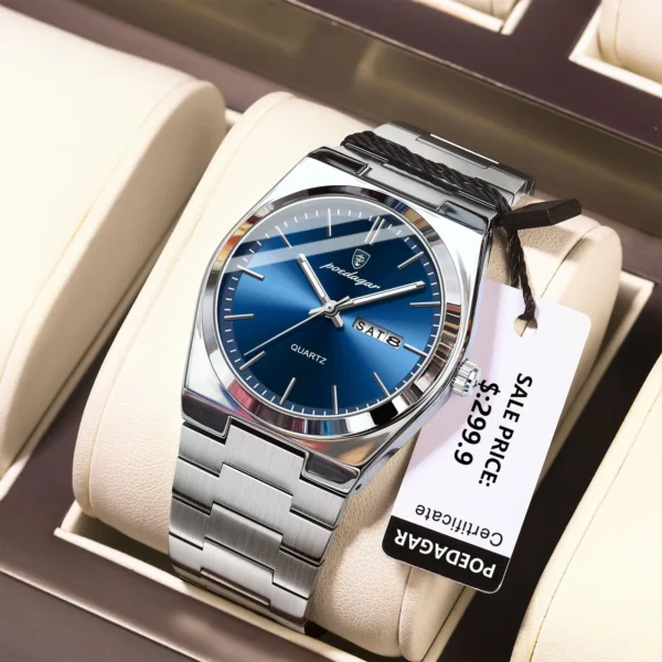 POEDAGAR Luxury Watch For Man Waterproof Luminous Date Week Stainless Steel Men Watch Casual Quartz Men's Watches Male Clock+box 2