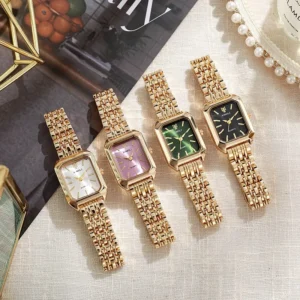 2024 Hot Brand Stainless Steel Strap Watch Women Luxury Gift Quartz Wristwatch Student Fashion Simple Square Quartz Watches 1