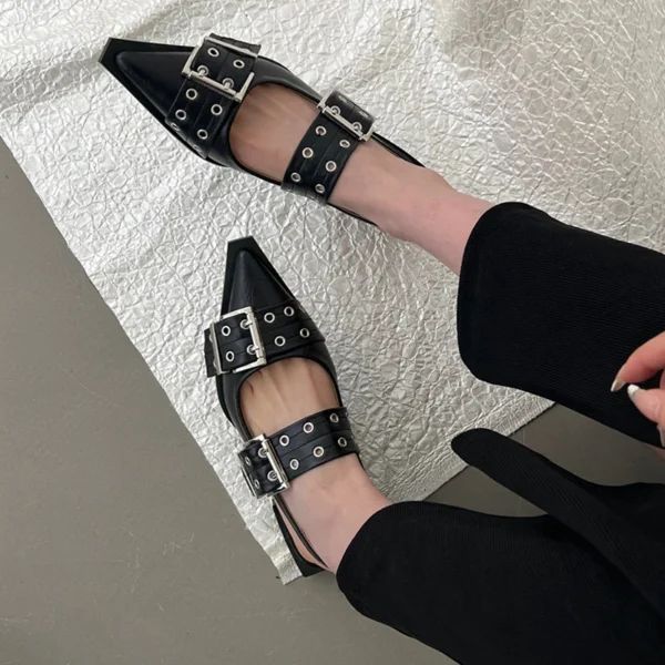 Women Flat With Shoes 2024 Designer Luxury Buckle Fashion Ladies Flats Shoes Slingback Pointed Toe Casual Female Sandals Mules 5