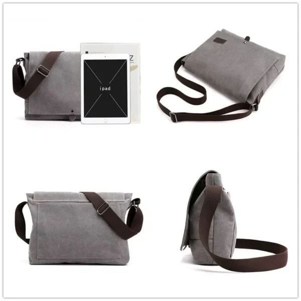 New Men Canvas Crossbody Shoulder Messenger Bags Man New Fashion Cross Body Bag Casual Solid Multi Function Portable Male Bag 3