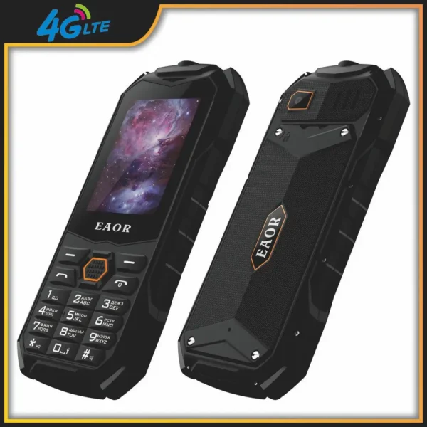 EAOR 4G/2G Slim Rugged Phone IP68 Real Three-Proof Feature Phone Big Battery Dual SIM Keypad Phones with Glare Torch Telephone 3