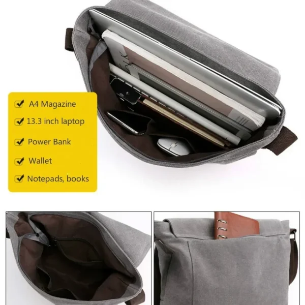 New Men Canvas Crossbody Shoulder Messenger Bags Man New Fashion Cross Body Bag Casual Solid Multi Function Portable Male Bag 5