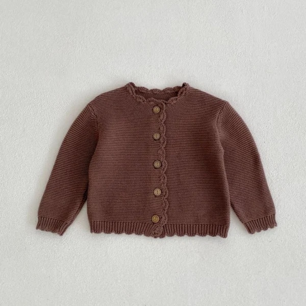 2024 Autumn New Baby Long Sleeve Sweater Coat Boys Girls O-neck Cardigan Jacket Infant Toddler Solid Versatile Knitted Clothes 5