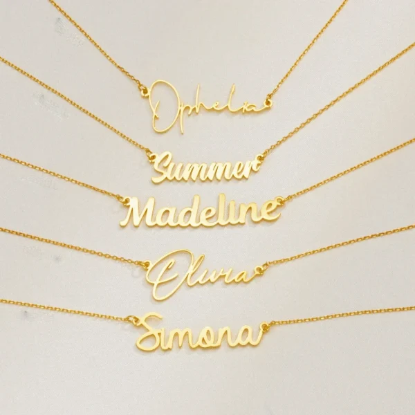 Custom Name Necklace for Women Personalised Cursive Letter Pendant Stainless Steel Jewelry Men Chain Choker Collar Personalizado 2