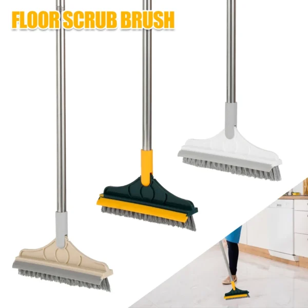 2 in 1 Floor Cleaning Brush Adjustable Floor Scrub Magic Broom with Long Handle and Squeegee Household Bathroom Cleaning Tool 1