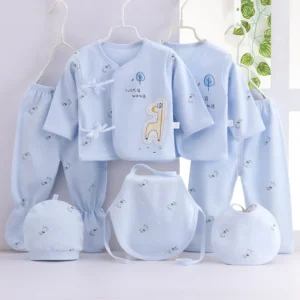 7Piece Spring Newborn Baby Stuff Toddler Clothes Cartoon Cute Cotton T-shirt+Pants+Hats Infant Boys Girls Clothing Set BC316 1