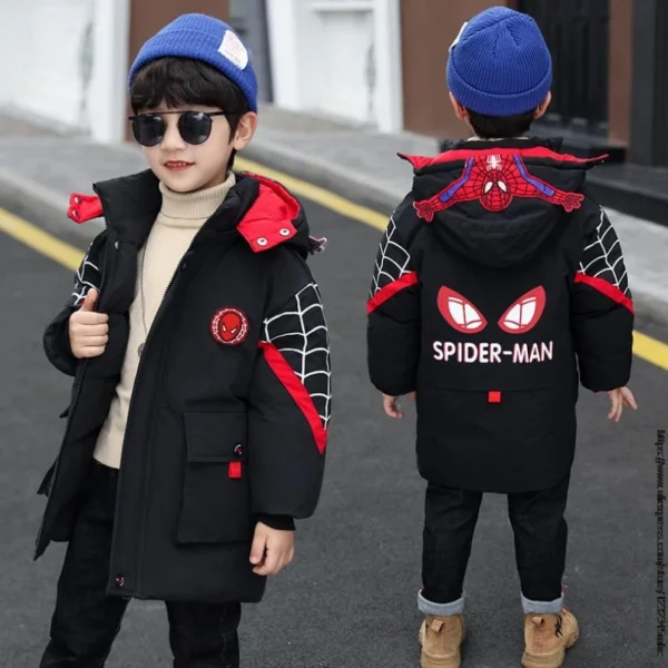 Disney SpiderMan Boys Jacket Winter Hooded Coats New Warm Clothes Children Jacket padded ClothesBoy Autumn Thicken Jackets 3