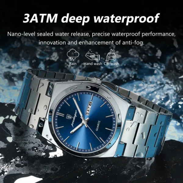 POEDAGAR Luxury Watch For Man Waterproof Luminous Date Week Stainless Steel Men Watch Casual Quartz Men's Watches Male Clock+box 3