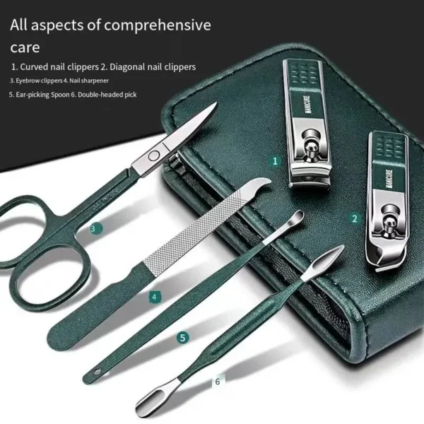 Personal Care Tools Eyebrow Scissors Germany 6 Pcs Portable Luxury Manicure Sets Pedicure Kits Bright Black Nail Clipper Set 4