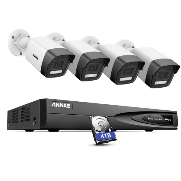 ANNKE H1200 12MP Dual Light Outdoor Surveillance Camera System 2.8MM Lens Person/Vehicle Detection 265+ 12MP PoE Camera Kits 1