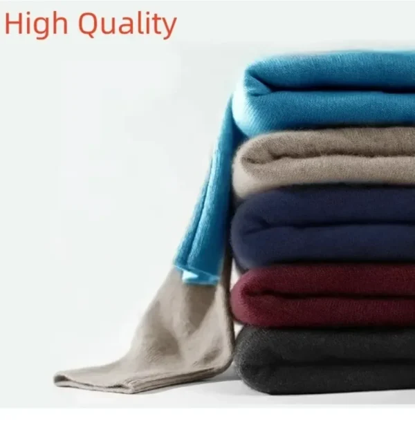 New 2024 Men's Mock Collar 100% Pure Woolen Sweater Tops Autumn Winter Cashmere Sweater Men Pullover Knitted Warm Sweater Male 6