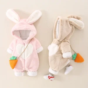 2023 Winter Infant Toddler Rompers 0-1Years Baby Boys Girls Fashion Cute Hooded Thicken Warm Coat Newborn One-Pieces Jumpsuit 1