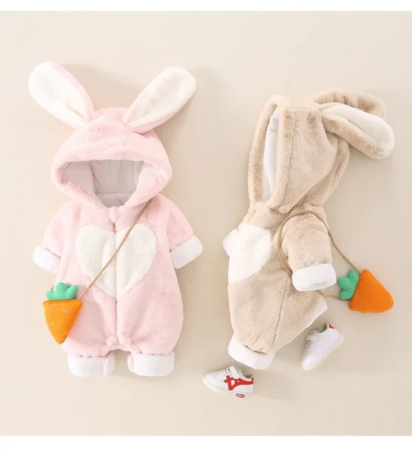 2023 Winter Infant Toddler Rompers 0-1Years Baby Boys Girls Fashion Cute Hooded Thicken Warm Coat Newborn One-Pieces Jumpsuit 1