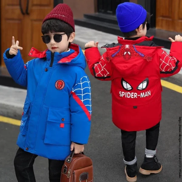 Disney SpiderMan Boys Jacket Winter Hooded Coats New Warm Clothes Children Jacket padded ClothesBoy Autumn Thicken Jackets 1