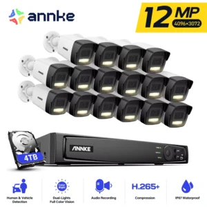 Annke 16CH NVR 12MP HD IP Security Camera Poe 6K Dual Light Audio Fixed Video Surveillance Human Vehicle Detection CCTV System 1