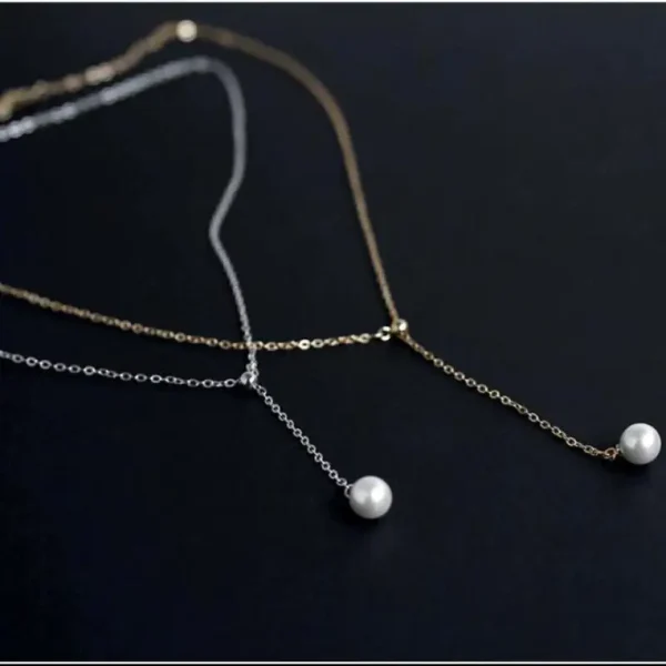 New Korean Version Of The Clavicle Adjustable Imitation Pearl Necklace Fashion Wild Pendant Necklace Women Jewelry Long Necklace 4