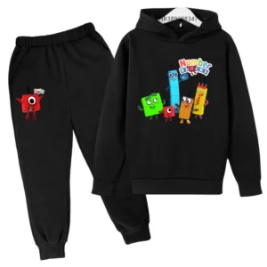 Boys girls autumn winter Cartoon number clothing Suitable for children's hoode+pants set 3-12 years  sweatshirt outerwear 1