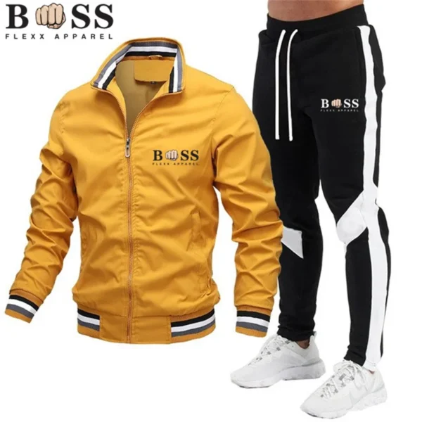 BSS FLEXX APPAREL 2024 Mens Tracksuits Men Sets Sweatshirt+sweatpants Tracksuit Zipper Stand Collar Sports Suit Jogging Fitness 3