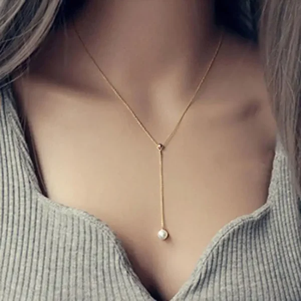 New Korean Version Of The Clavicle Adjustable Imitation Pearl Necklace Fashion Wild Pendant Necklace Women Jewelry Long Necklace 3