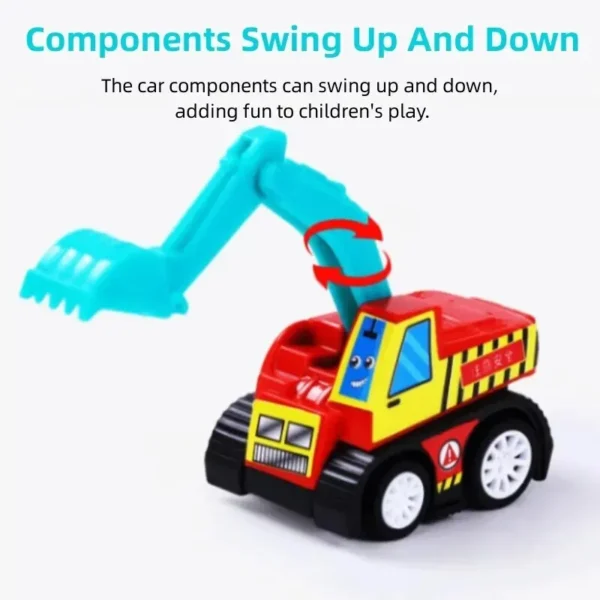 6Pcs Mini Inertial Pull Back Engineering Car Set Child Kids Cartoon Toys Birthday Gift 4